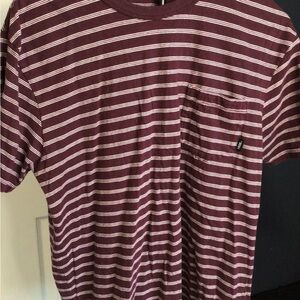 Vans Maroon and White Striped Tee
